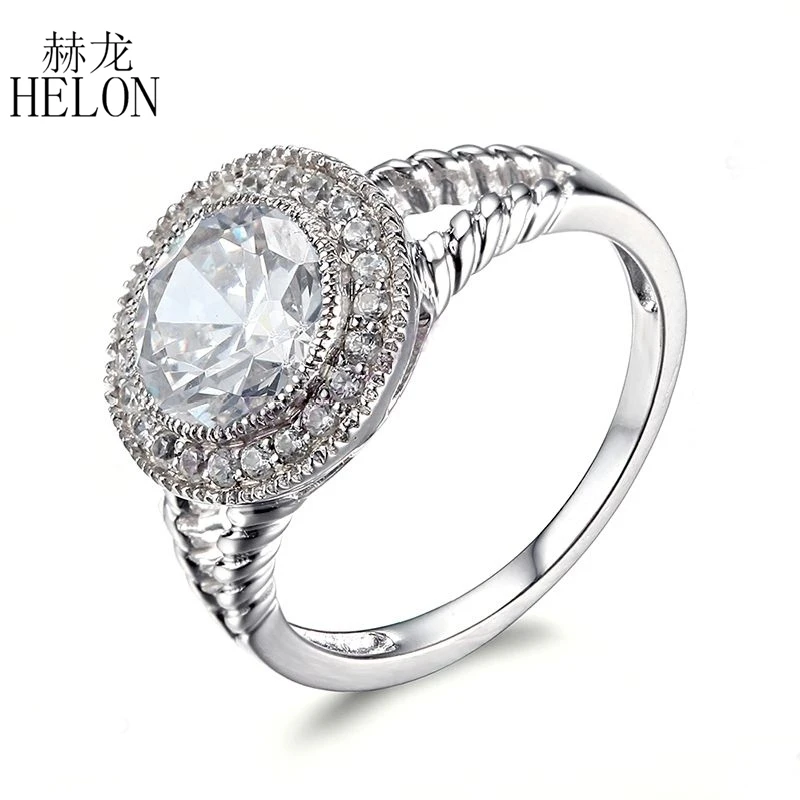 HELON Solid 14k 10k White Gold Round 7.5mm Moissanite Diamond Engagement Ring Women Vintage Fine Jewely Moissanite Ring Gift
HELON Solid 14k 10k White Gold Round 7.5mm Moissanite Diamond Engagement Ring Women Vintage Fine Jewely Moissanite Ring Gift
