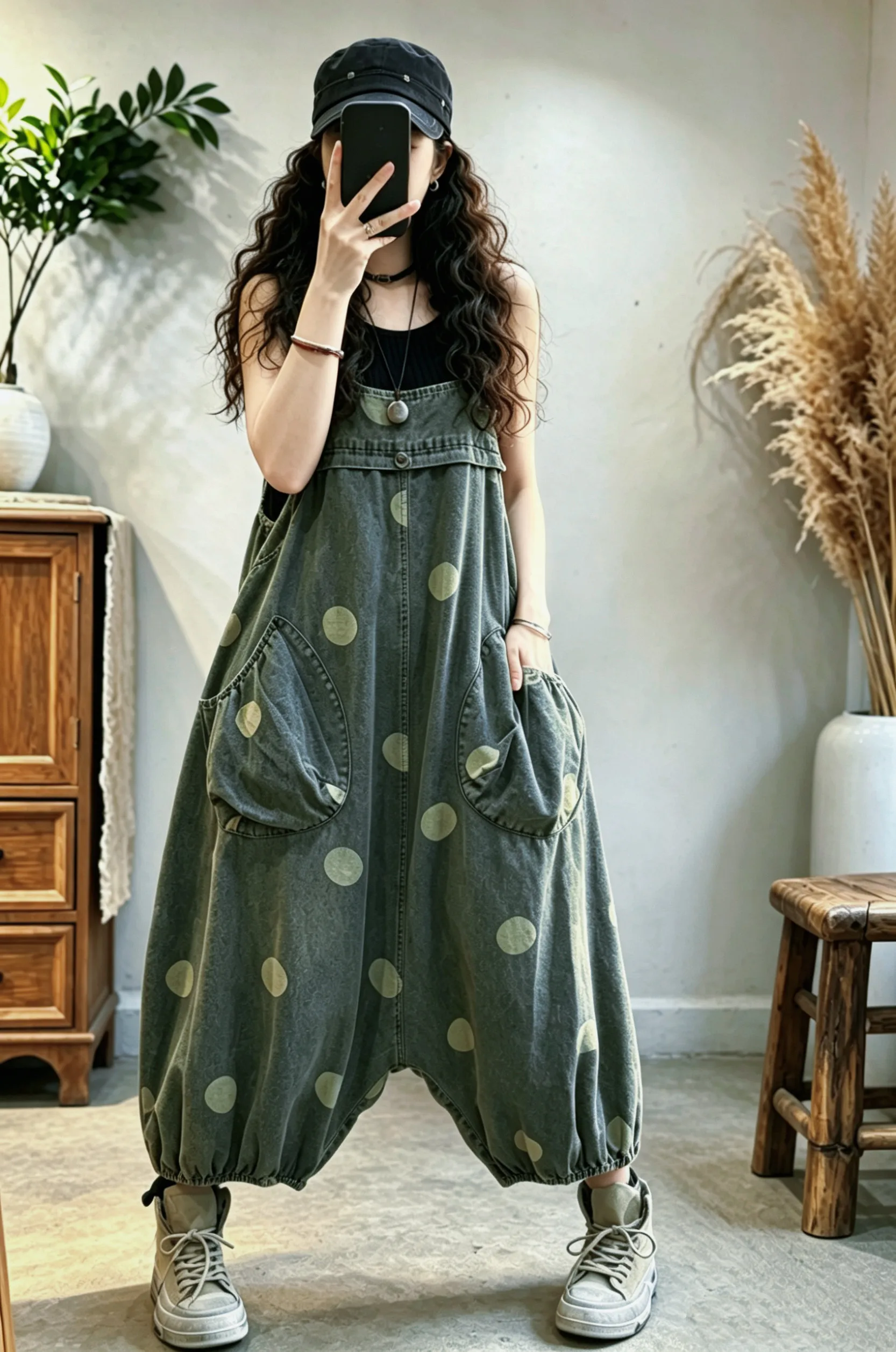 Spring/summer Women's Denim Jumpsuit Oversized Polka Dot Overalls
Spring/summer Women's Denim Jumpsuit Oversized Polka Dot Overalls