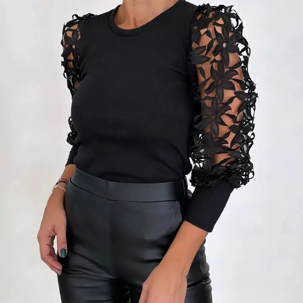 Sexy Top woman Fashion 2024 Autumn Spring New Casual Blouses Skinny Shirt Floral Pattern Lace Patch Elegant T-Shirt Pullover
Sexy Top woman Fashion 2024 Autumn Spring New Casual Blouses Skinny Shirt Floral Pattern Lace Patch Elegant T-Shirt Pullover