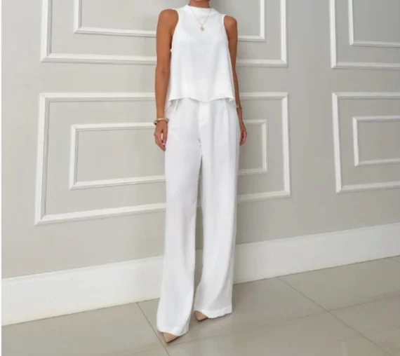 Sexy Elegant 2 Piece Sets Womens Outfits New Fashionable Loose Sleeveless Vest Tank Top Wide Leg Casual Solid Color Pants Set
Sexy Elegant 2 Piece Sets Womens Outfits New Fashionable Loose Sleeveless Vest Tank Top Wide Leg Casual Solid Color Pants Set