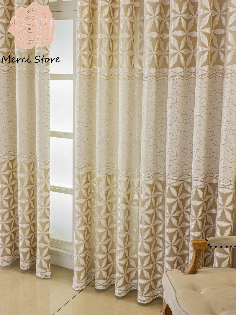 Luxury Modern Semi Sheer Curtains for Living Room Bedroom Sun Protection Thermal Insulated Light Filtering Drape Thickened Gauze 
Luxury Modern Semi Sheer Curtains for Living Room Bedroom Sun Protection Thermal Insulated Light Filtering Drape Thickened Gauze