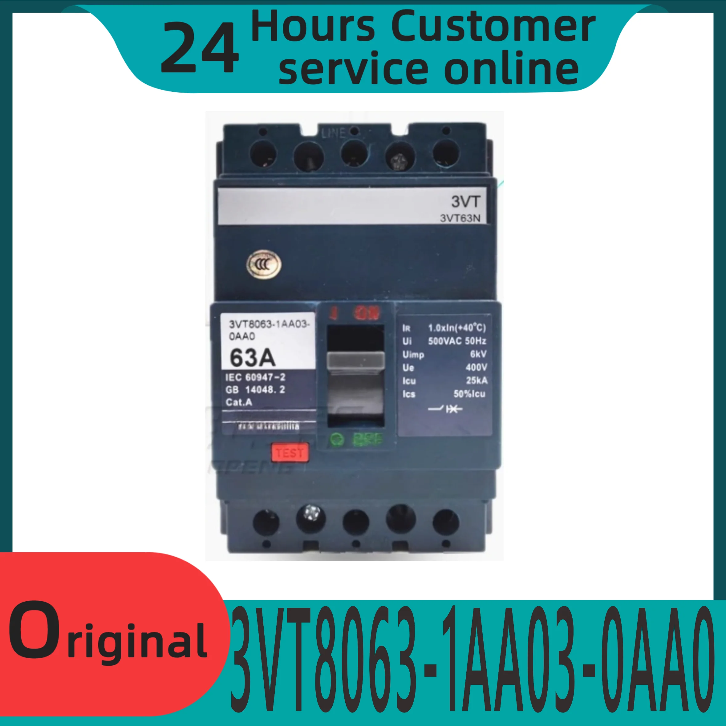 New original molded case circuit breaker air switch 3VT8063-1AA03-0AA0 3VT63N63A
New original molded case circuit breaker air switch 3VT8063-1AA03-0AA0 3VT63N63A