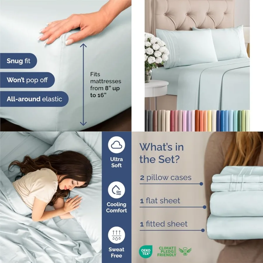 Size 4 Pcs Sheet Set - Comfy Breathable Cooling Sheets - Hotel Luxury Bed Sheets for Women Men - Deep Pockets, Easy-Fit, Extra
Size 4 Pcs Sheet Set - Comfy Breathable Cooling Sheets - Hotel Luxury Bed Sheets for Women Men - Deep Pockets, Easy-Fit, Extra