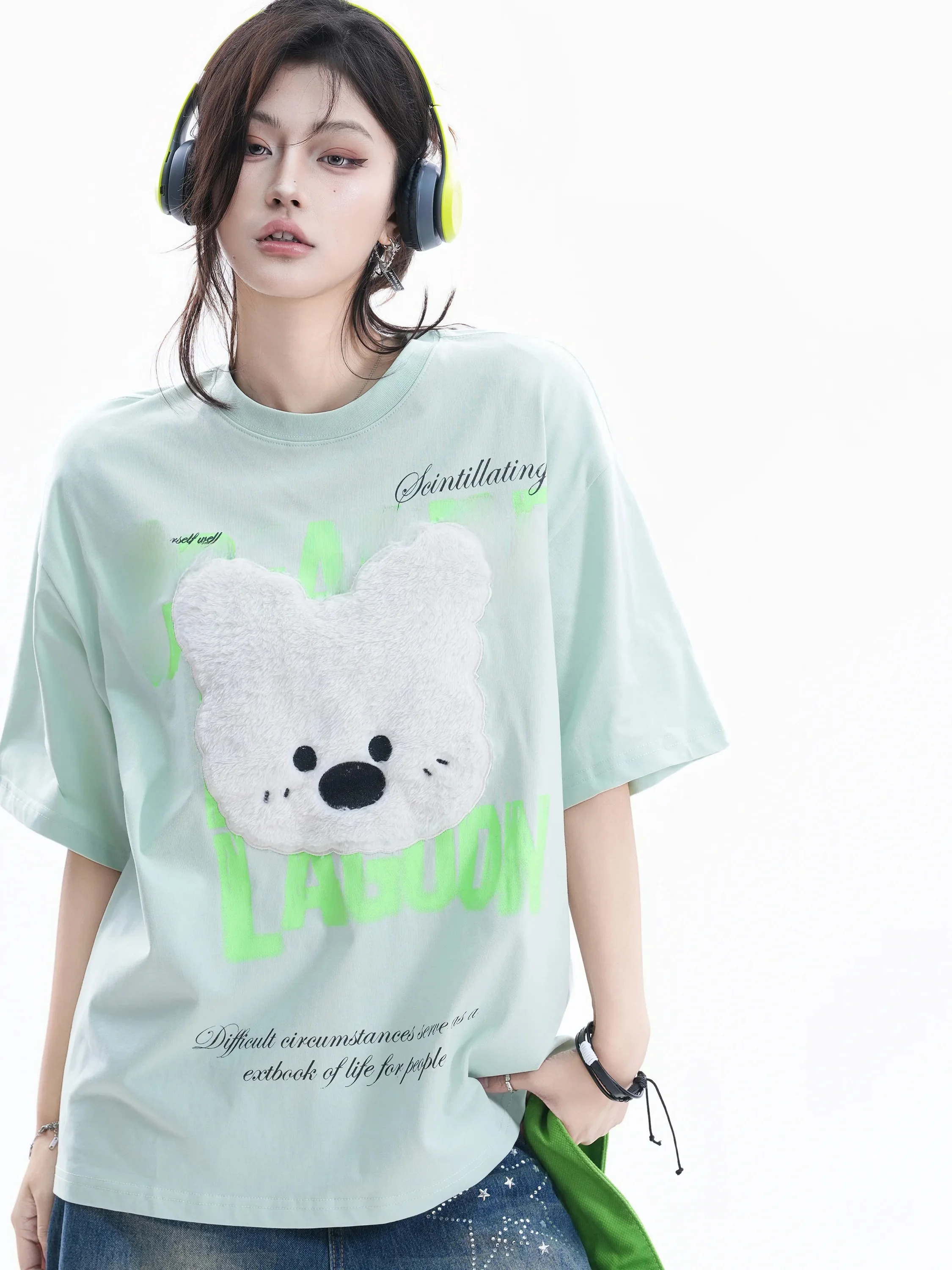Oversize Plush Bear Print Short Sleeve T-Shirt Women's Loose Versatile Lazy Couple Half Sleeve Cotton Retro Style round Neck
Oversize Plush Bear Print Short Sleeve T-Shirt Women's Loose Versatile Lazy Couple Half Sleeve Cotton Retro Style round Neck