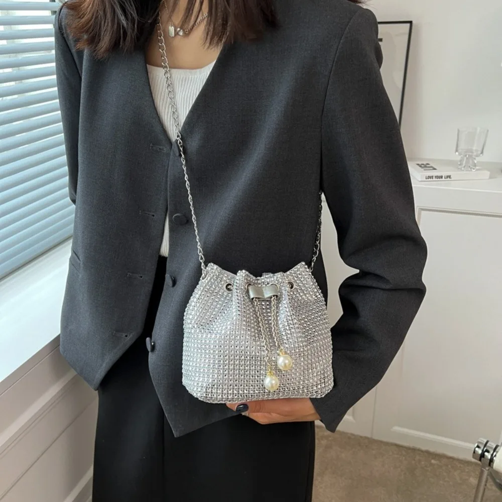 Shiny Evening Banquet Bag Korean Style Small Purse Rhinestone Shoulder Bag Bucket Bag Handbag Drawstring Crossbody Bag Women
Shiny Evening Banquet Bag Korean Style Small Purse Rhinestone Shoulder Bag Bucket Bag Handbag Drawstring Crossbody Bag Women