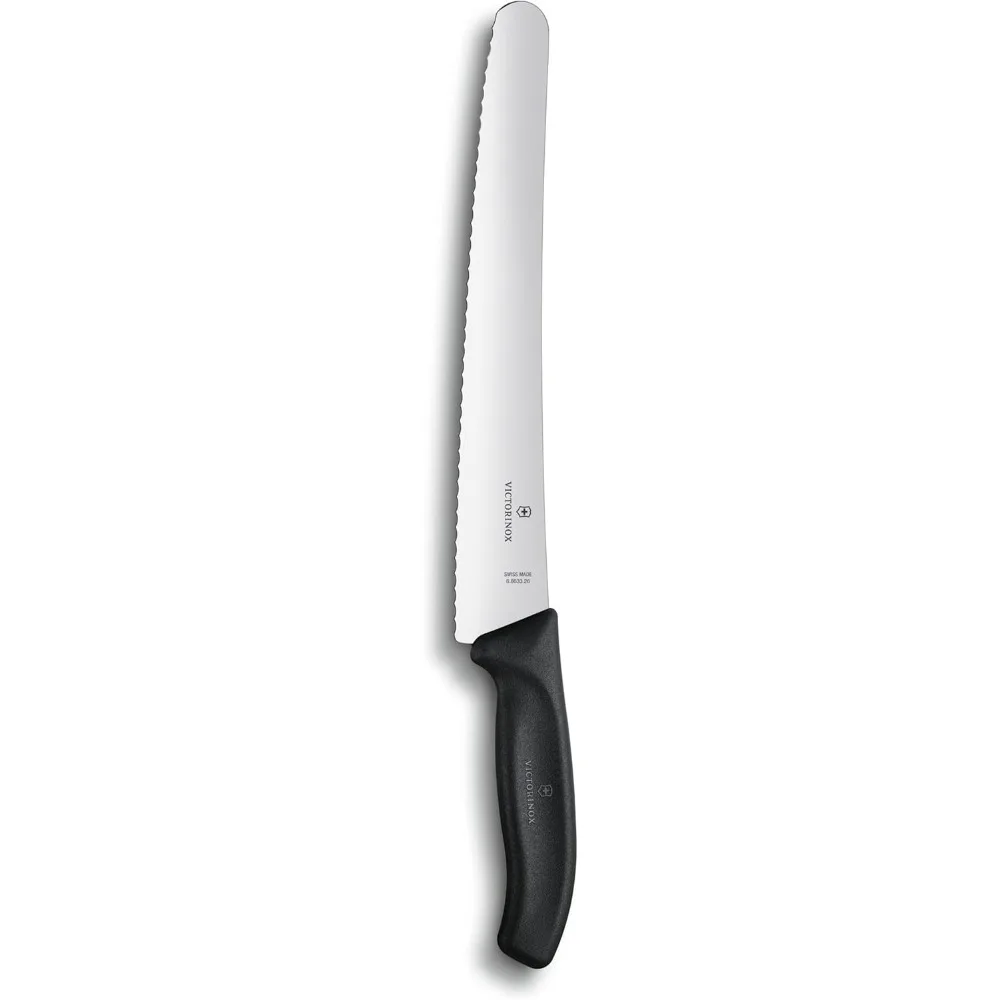 10.25-Inch Serrated Curved Bread Knife with Black Handle
10.25-Inch Serrated Curved Bread Knife with Black Handle