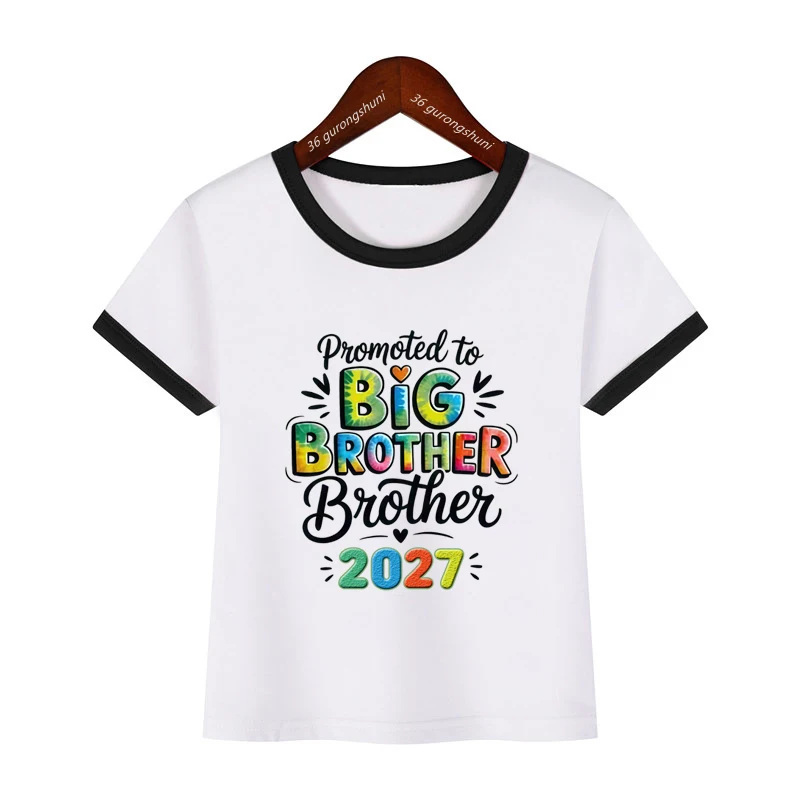 "Promoted to Big Brother 2027" Colorful Letter Print Boys' T-Shirt– Pregnancy Announcement Tshirt-Funny Kids' Short-Sleeve Top
"Promoted to Big Brother 2027" Colorful Letter Print Boys' T-Shirt– Pregnancy Announcement Tshirt-Funny Kids' Short-Sleeve Top