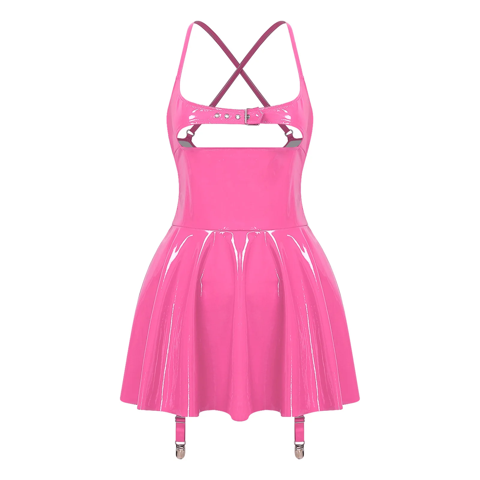 Womens Sexy Wet Look Patent Leather Slip Dress Cutout Chest Strappy Backless Gothic Punk A-Line Mini Dresses Rave Party Clubwear
Womens Sexy Wet Look Patent Leather Slip Dress Cutout Chest Strappy Backless Gothic Punk A-Line Mini Dresses Rave Party Clubwear