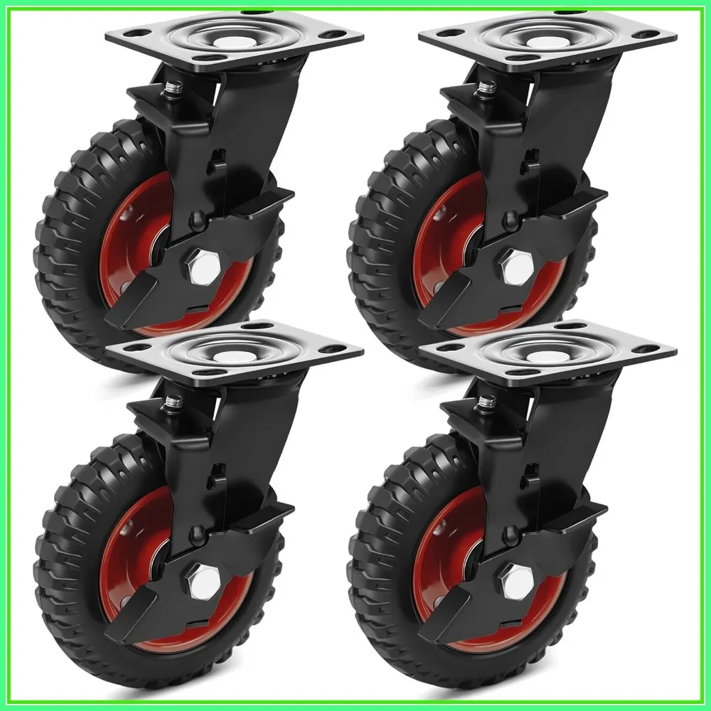 6 Inch Heavy Duty Casters Wheels Set of 4, 1800 LBS Capacity with Brake, Industrial Plate Swivel Castors for Dollies & Carts
6 Inch Heavy Duty Casters Wheels Set of 4, 1800 LBS Capacity with Brake, Industrial Plate Swivel Castors for Dollies & Carts