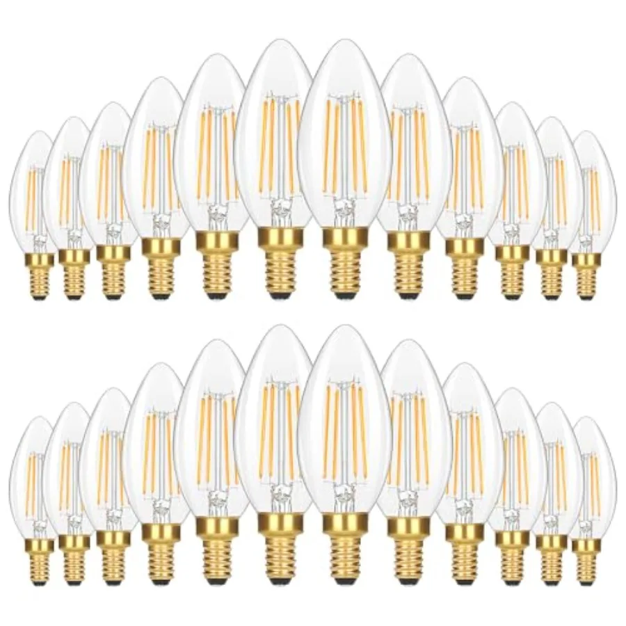 24-Pack Dimmable E12 Candelabra Light Bulbs 60 Watt Equivalent, 2700K Soft 6W LED Chandelier Light Bulb, Super Bright 630LM LED
24-Pack Dimmable E12 Candelabra Light Bulbs 60 Watt Equivalent, 2700K Soft 6W LED Chandelier Light Bulb, Super Bright 630LM LED