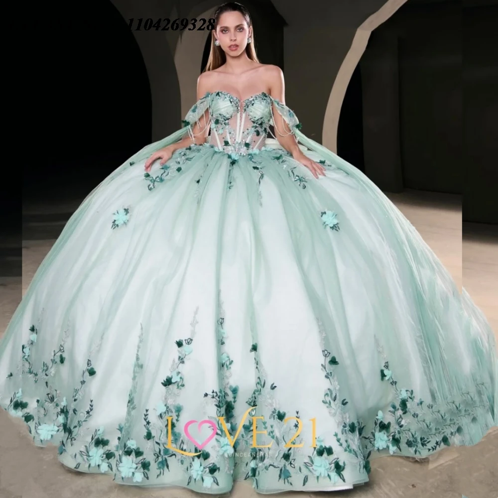 EVLAST индивидуальное мятное платье Quinceanera 2025 года, бальное платье с цветочной аппликацией и бисером, бант, корсет Sweet 16, Vestidos De 15 Anos E3Q754
EVLAST индивидуальное мятное платье Quinceanera 2025 года, бальное платье с цветочной аппликацией и бисером, бант, корсет Sweet 16, Vestidos De 15 Anos E3Q754