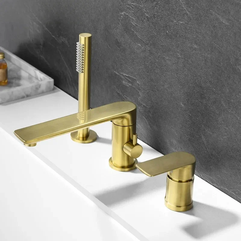 Gold brush bathroom bathtub faucet basin tap cold and hot water tap bathroom mixer chrome waterfall bathroom bathtub suit
Gold brush bathroom bathtub faucet basin tap cold and hot water tap bathroom mixer chrome waterfall bathroom bathtub suit
