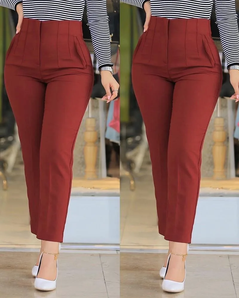 Women Pants High Waist Solid Pockets Pencil Pants Ankle Length Slim Fit Office Lady Zipper Flat Summer 2026 Slight Strech 11 S36efcfe34a834819b941bdfafe5b91e06