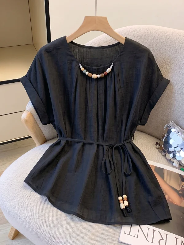 Slim Fit Short Sleeve Chiffon Beaded Shirt Women's Summer New Style plus Size Waist Cinched Asymmetrical Top Korean Style Com...
Slim Fit Short Sleeve Chiffon Beaded Shirt Women's Summer New Style plus Size Waist Cinched Asymmetrical Top Korean Style Com...