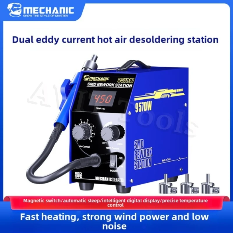Паяльная станция MECHANIC 957DW, двухцветный фен для нагрева основной платы, станция для ремонта оловянного припоя SMD
Паяльная станция MECHANIC 957DW, двухцветный фен для нагрева основной платы, станция для ремонта оловянного припоя SMD