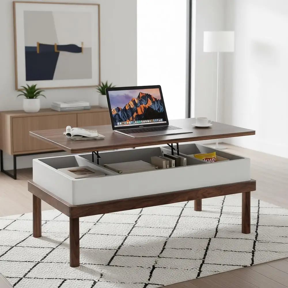 Обеденный стол из орехового дерева со скрытым хранением и подъемной столешницей для кофе, гостиной или офиса
Обеденный стол из орехового дерева со скрытым хранением и подъемной столешницей для кофе, гостиной или офиса