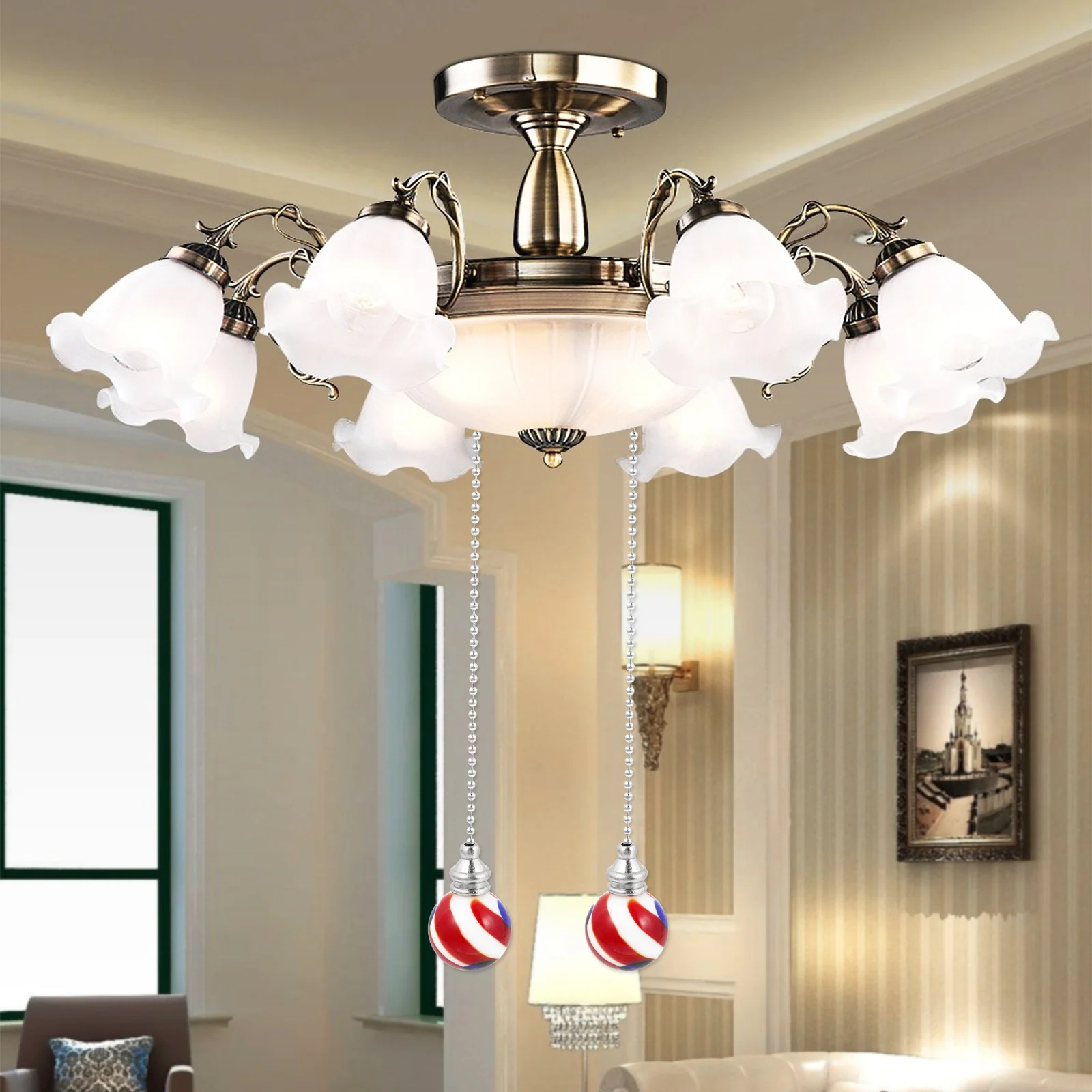 1Pcs Fan Light Hanging Pendant Premium Ceramic Pull Chain Decorative Lamp for Ceiling Fan Chandelier Window Doorway Home Bar
1Pcs Fan Light Hanging Pendant Premium Ceramic Pull Chain Decorative Lamp for Ceiling Fan Chandelier Window Doorway Home Bar