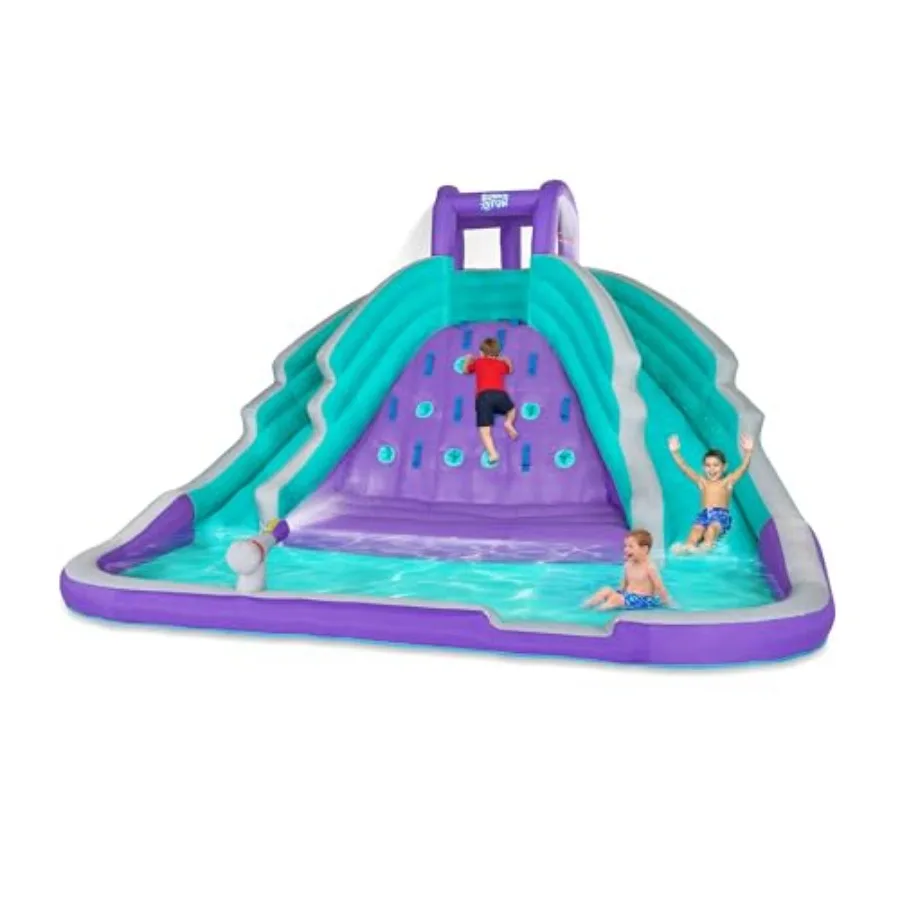 Outdoor inflatable water slide park with heavy-duty PVC, blue and red, featuring climbing wall, dual slides, splash pool, quick
Outdoor inflatable water slide park with heavy-duty PVC, blue and red, featuring climbing wall, dual slides, splash pool, quick