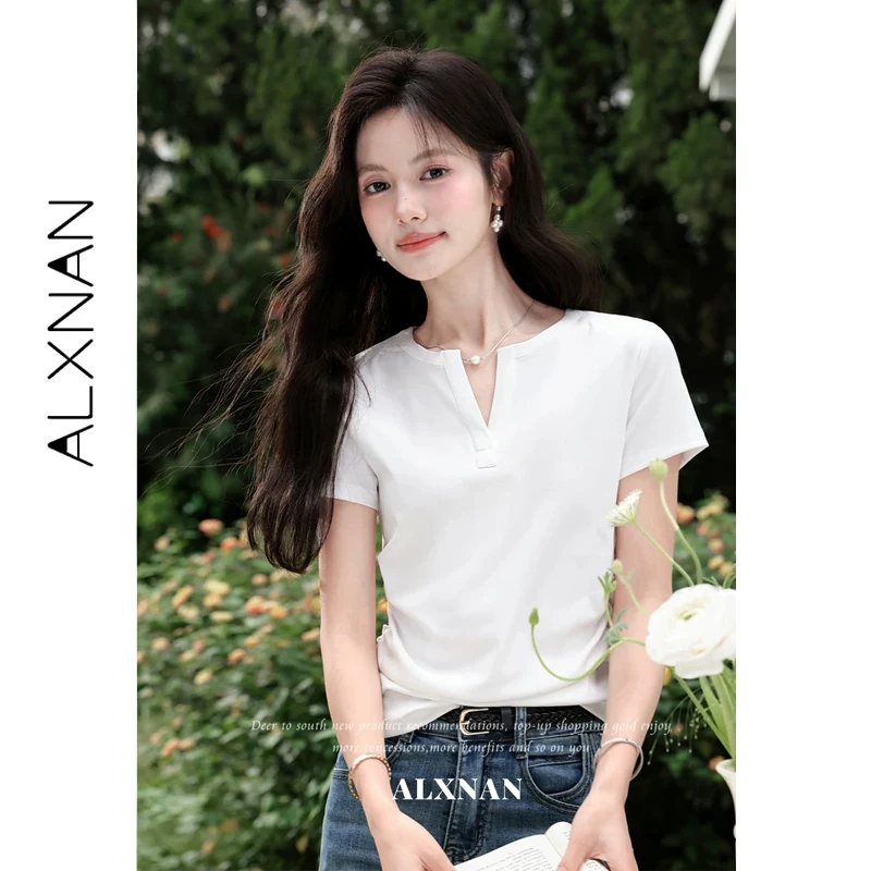 ALXNAN V-neck Split Short Sleeve T-shirt Elegant Basic Casual Cotton T-shirt 2026 Summer Fashion Waist Ruched Tops Female L65303
ALXNAN V-neck Split Short Sleeve T-shirt Elegant Basic Casual Cotton T-shirt 2026 Summer Fashion Waist Ruched Tops Female L65303