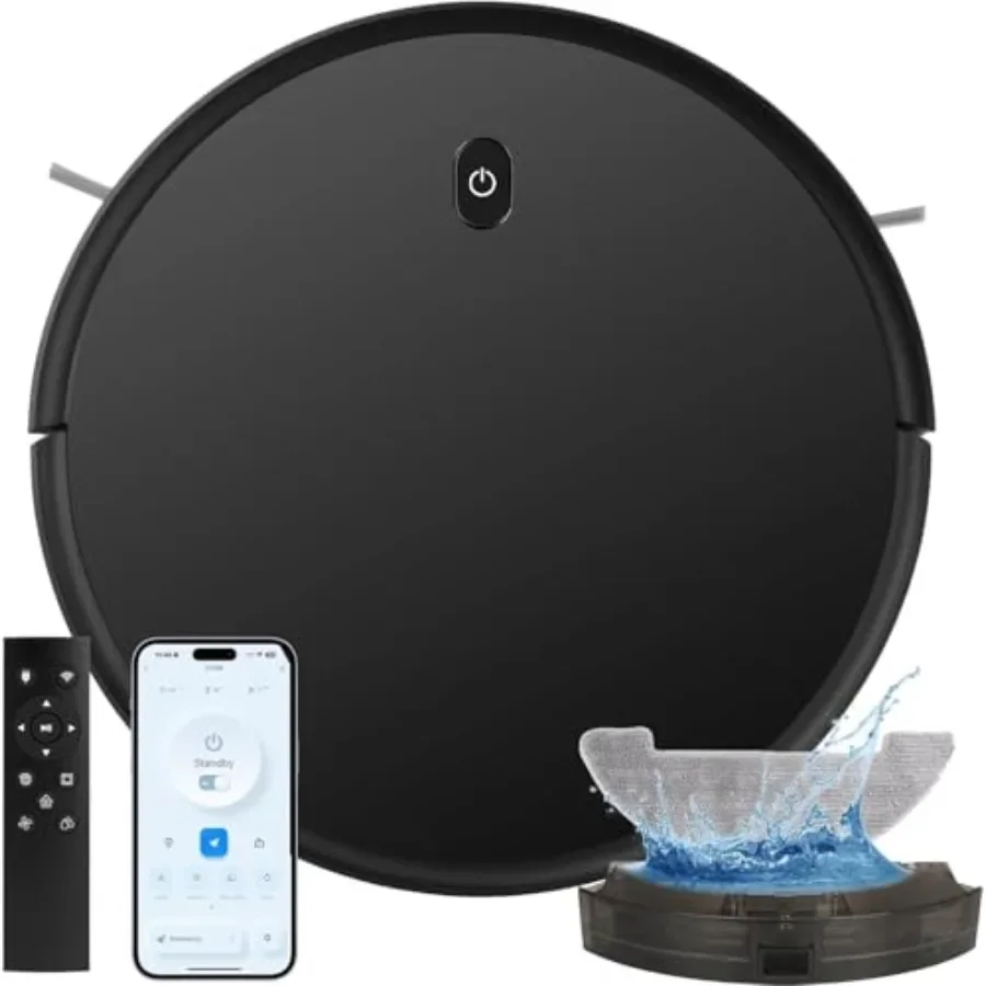 Robot Vacuum and Mop combo for pet hair, carpets and hard floors; 3500Pa suction, blue roller brush, 60dB noise level, APP and
Robot Vacuum and Mop combo for pet hair, carpets and hard floors; 3500Pa suction, blue roller brush, 60dB noise level, APP and