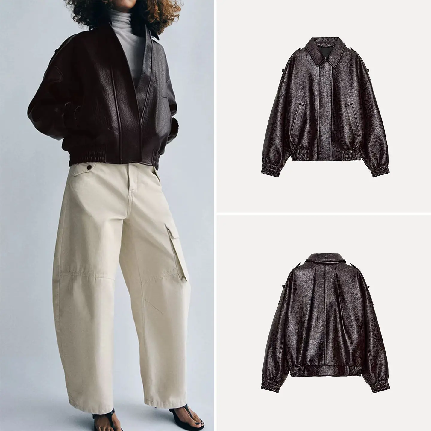 Fashionable Leather Effect Pilot Jacket Outerwear Women's Summer 2026 New Arrival ZADATA Brand Long Sleeve Regular Length
Fashionable Leather Effect Pilot Jacket Outerwear Women's Summer 2026 New Arrival ZADATA Brand Long Sleeve Regular Length