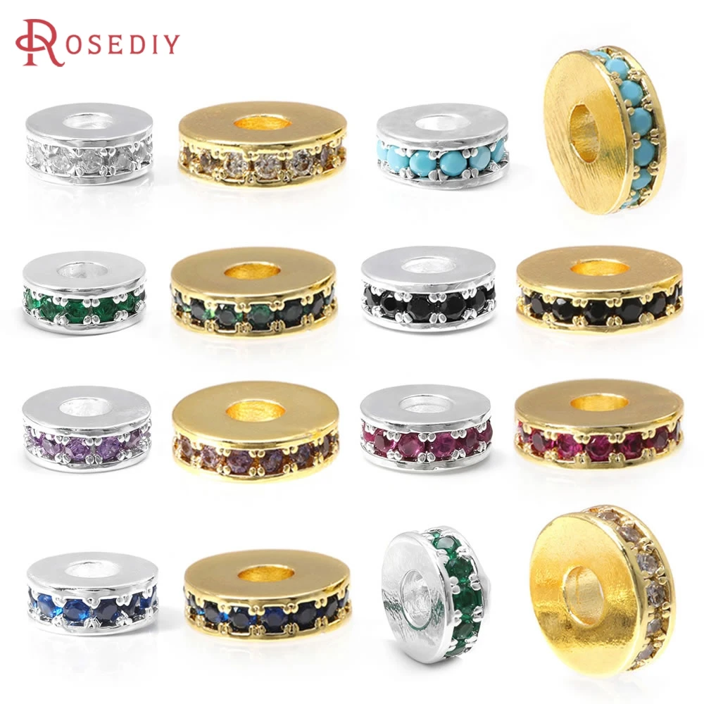 6PCS 6MM 8MM 18K Gold Color Brass Zircon Large Hole Wheel Spacer Beads Bracelets Beads High Quality Necklace Earrings Making
6PCS 6MM 8MM 18K Gold Color Brass Zircon Large Hole Wheel Spacer Beads Bracelets Beads High Quality Necklace Earrings Making