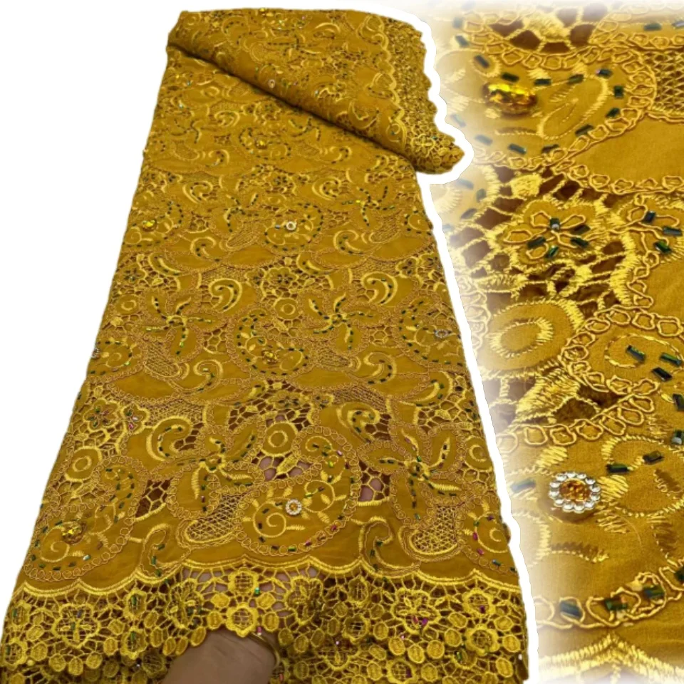 Желтый африканский гипюровый кружевной ткань с вышивкой, 5 ярдов, высококачественный шнур, кружево с камнями для женщин, праздничное платье, французское кружево 2059
Желтый африканский гипюровый кружевной ткань с вышивкой, 5 ярдов, высококачественный шнур, кружево с камнями для женщин, праздничное платье, французское кружево 2059