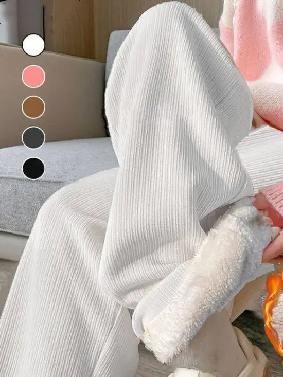 White Wide Leg Pants Women's Autumn Winter New Slim Version Lamb Velvet Straight Cotton Pants Casual Shinerel Fleece Lined
White Wide Leg Pants Women's Autumn Winter New Slim Version Lamb Velvet Straight Cotton Pants Casual Shinerel Fleece Lined