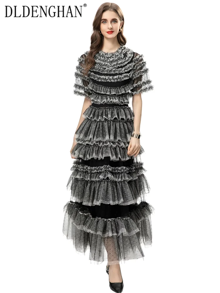 DLDENGHAN Spring Summer Dot Mesh Long Dress Women O-Neck Short Sleeve Tierred Ruffles Vintage Party Dresses Fashion Designer New
DLDENGHAN Spring Summer Dot Mesh Long Dress Women O-Neck Short Sleeve Tierred Ruffles Vintage Party Dresses Fashion Designer New