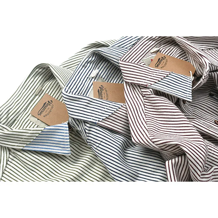 Spring New Japanese Retro Heavyweight Long-Sleeve Turn-down Collar Striped Shirt Men's 100% Cotton Fashion Washed Casual Blouses
Spring New Japanese Retro Heavyweight Long-Sleeve Turn-down Collar Striped Shirt Men's 100% Cotton Fashion Washed Casual Blouses