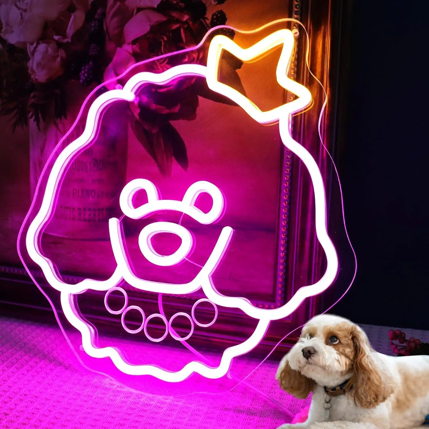 Cartoon Poodle Head Neon Sign LED Hanging Lamp For Indoor Wall Decoration Bedroom Playroom Pet Store Party Scene Layout Gifts
Cartoon Poodle Head Neon Sign LED Hanging Lamp For Indoor Wall Decoration Bedroom Playroom Pet Store Party Scene Layout Gifts