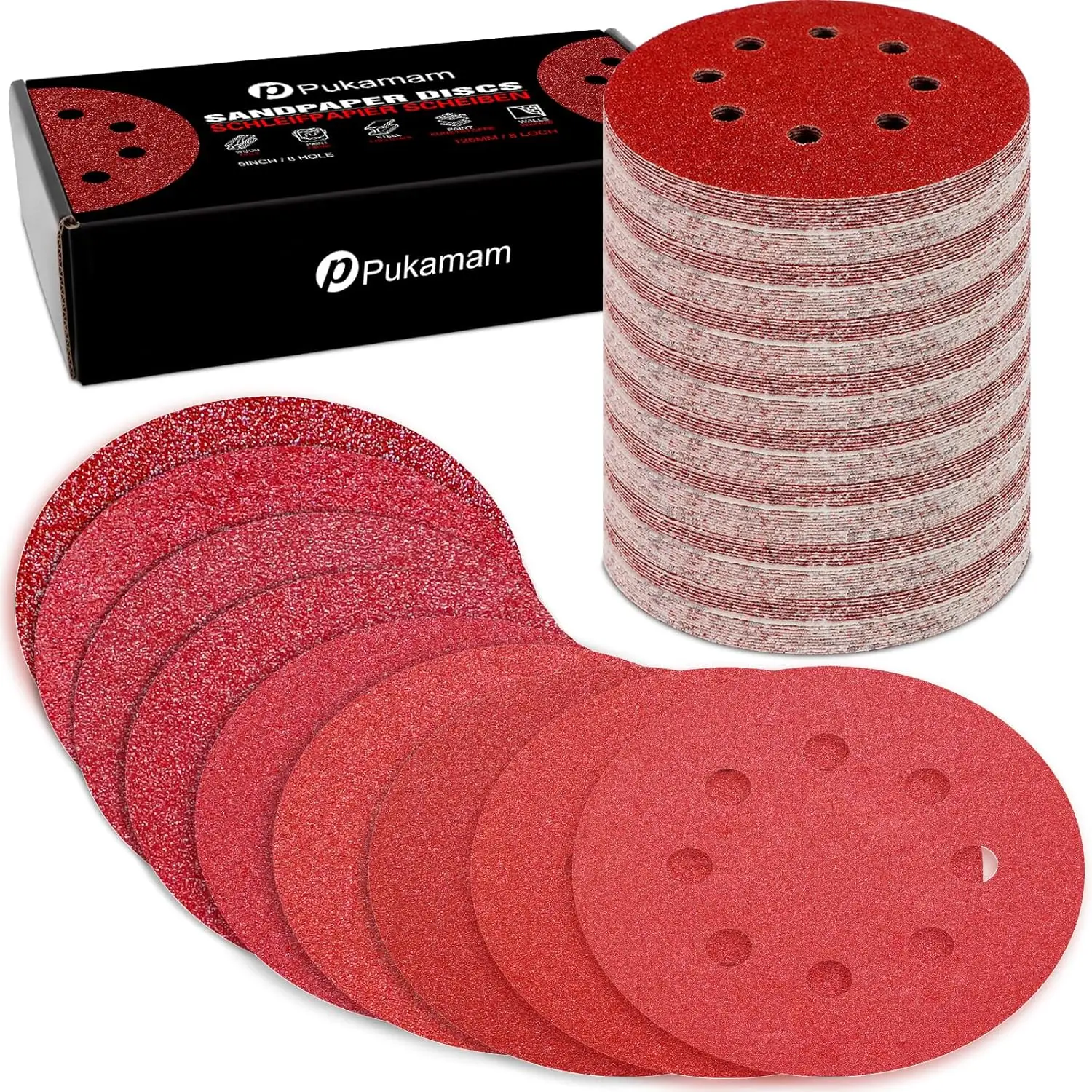 170 Pcs 5 inch Sanding Discs 40-600 Grit 8 Hole Hook and Loop Round Sandpaper for Random Orbital Sander
170 Pcs 5 inch Sanding Discs 40-600 Grit 8 Hole Hook and Loop Round Sandpaper for Random Orbital Sander