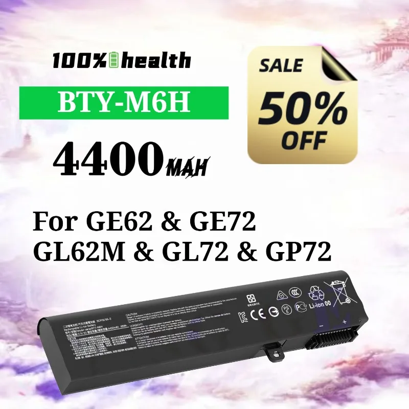 MSI BTY-M6H 4400mAh Laptop Battery for GE62/GE72/GL62M/GL72/GP72 Lithium Rechargeable Battery
MSI BTY-M6H 4400mAh Laptop Battery for GE62/GE72/GL62M/GL72/GP72 Lithium Rechargeable Battery