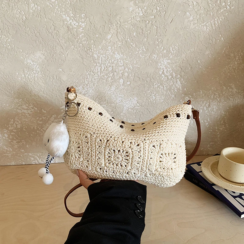 Boho Summer Essential Handmade Crochet Crossbody Bag Woven Straw Shoulder Purse for Beach Versatile Vacation & Daily Outings
Boho Summer Essential Handmade Crochet Crossbody Bag Woven Straw Shoulder Purse for Beach Versatile Vacation & Daily Outings