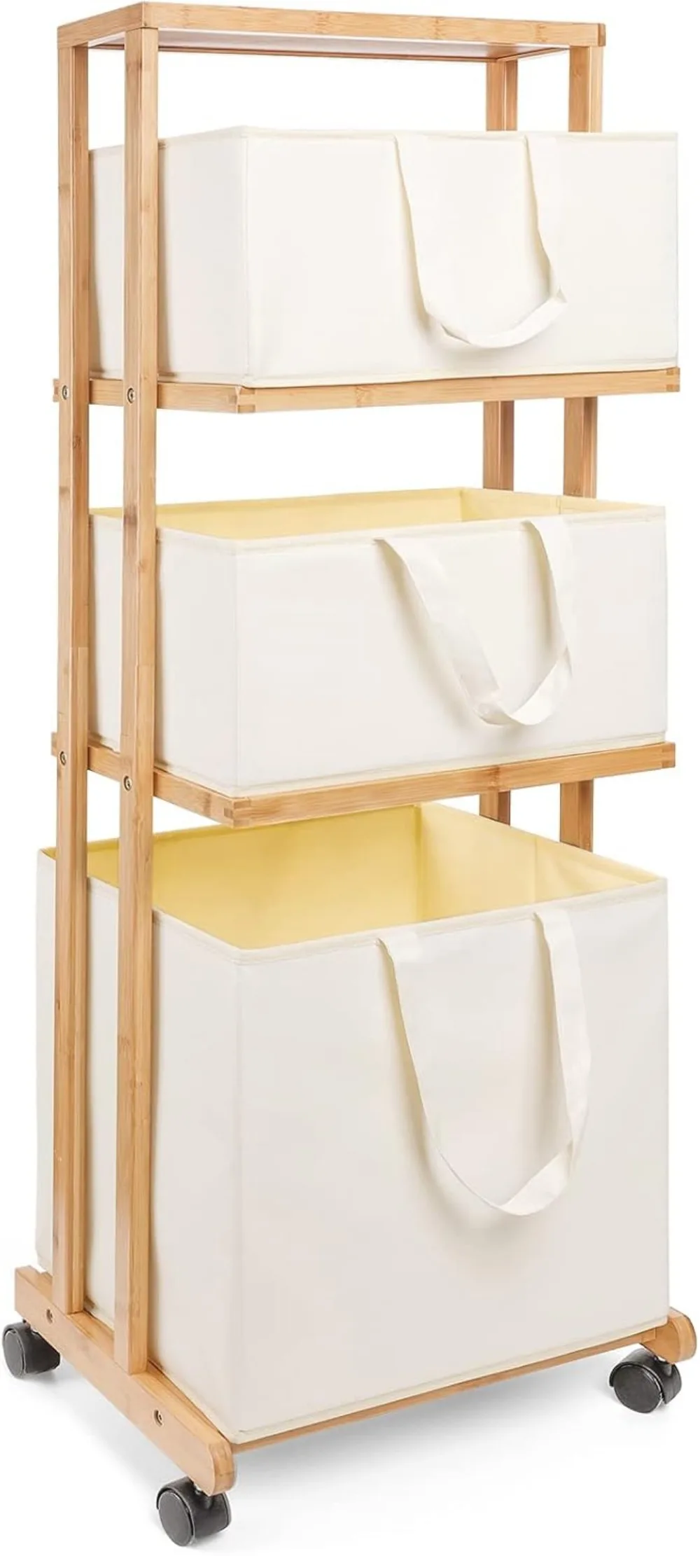 Laundry Basket 3 Tier Bamboo Storage Shelf with Wheels Removable Storage Basket with For Bathroom Living Room Bedroom (Natural)
Laundry Basket 3 Tier Bamboo Storage Shelf with Wheels Removable Storage Basket with For Bathroom Living Room Bedroom (Natural)