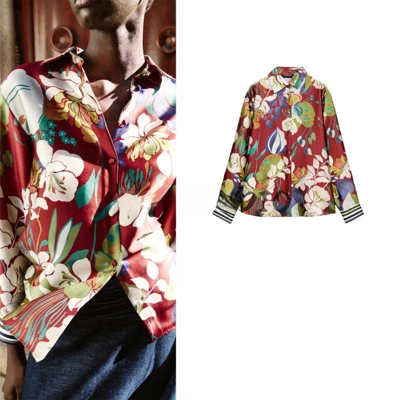 Spring New Women's Long Sve Turn-down Collar Floral Print Button Cover-up irt Loose Fit Polyester Casual Faion
Spring New Women's Long Sve Turn-down Collar Floral Print Button Cover-up irt Loose Fit Polyester Casual Faion