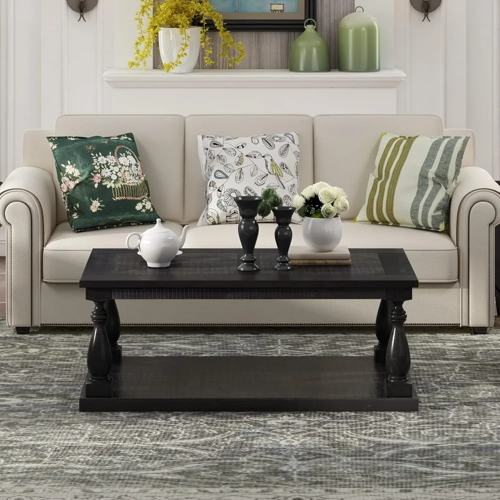 45''L Rustic Coffee Table Cocktail Table, Wood Center Rectangular Waiting Area Table with Floor Shelf for Living Meeting Room (B
45''L Rustic Coffee Table Cocktail Table, Wood Center Rectangular Waiting Area Table with Floor Shelf for Living Meeting Room (B