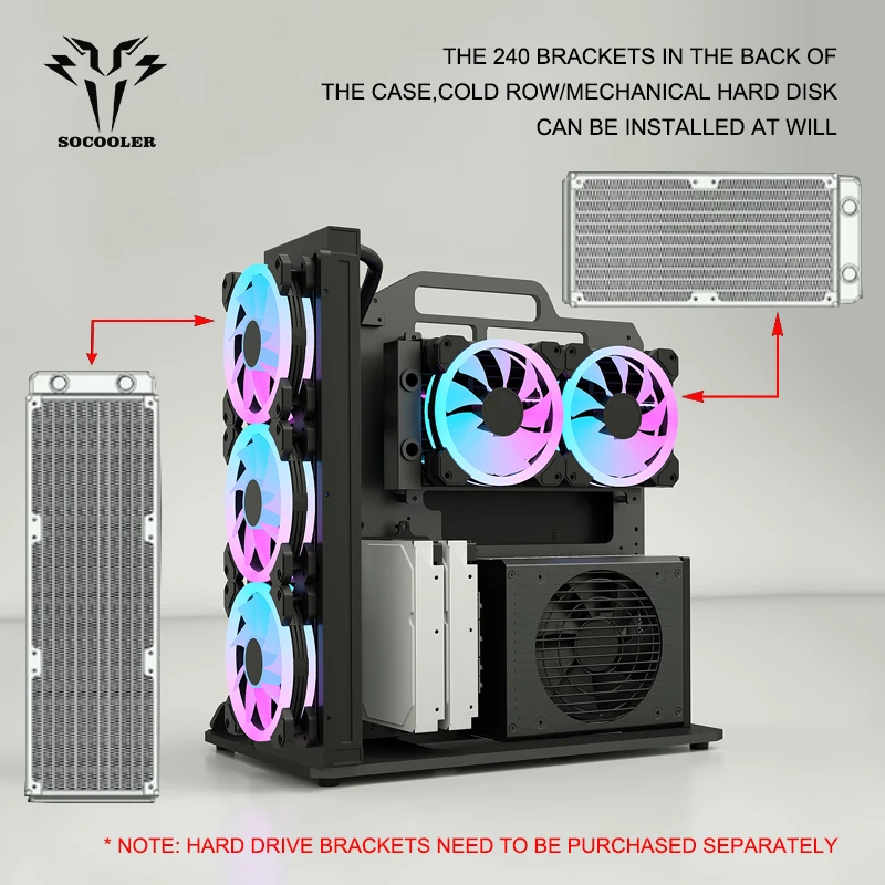 Socooler Computer Case EATX Diy Gaming Computer Pc Case Open Frame Gaming Computer Case for ATX M-ATX Case Aviation Aluminum
Socooler Computer Case EATX Diy Gaming Computer Pc Case Open Frame Gaming Computer Case for ATX M-ATX Case Aviation Aluminum