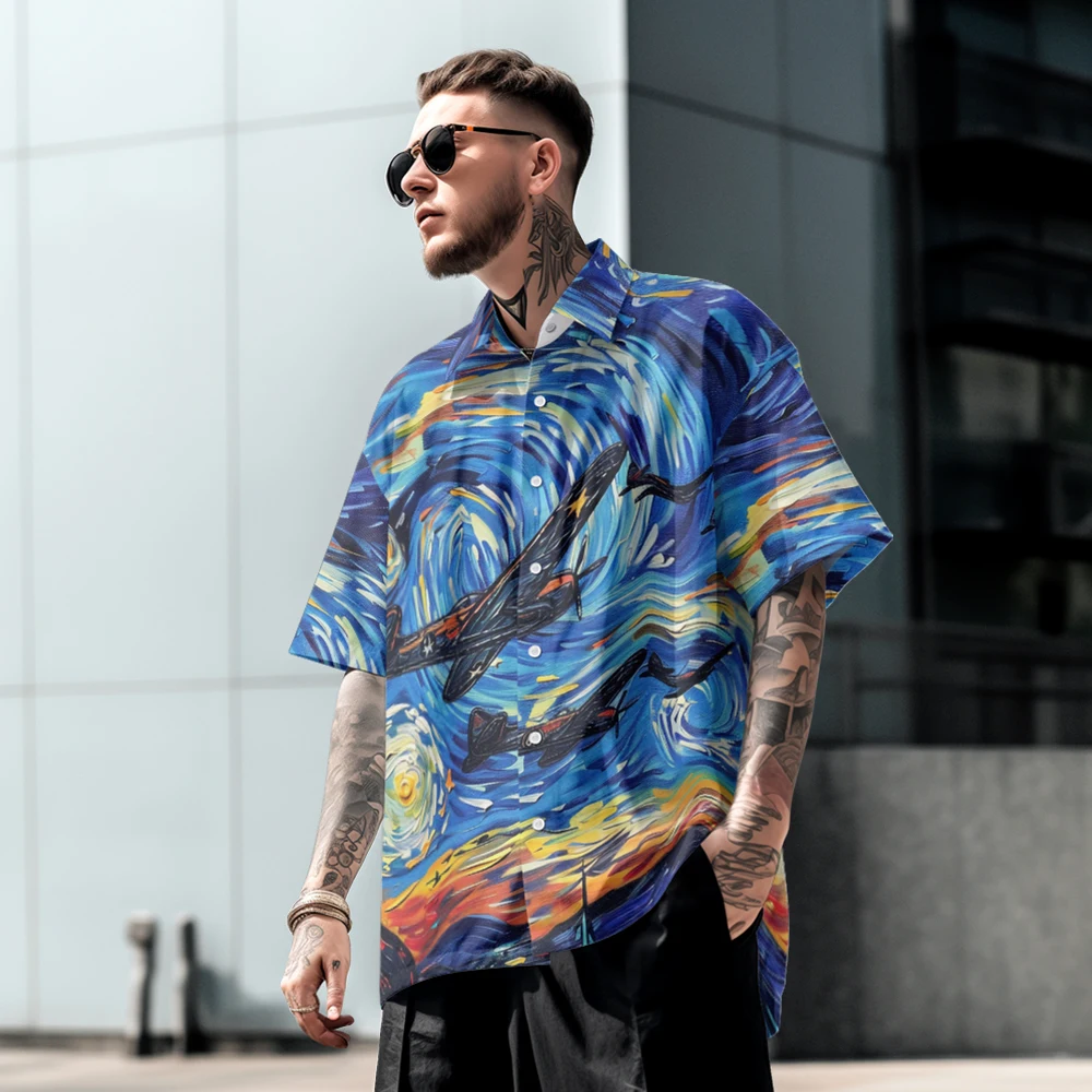 Summer casual oversized short sleeved shirt with graphic print, loose fit, comfortable Hawaiian beach trend, single breasted
Summer casual oversized short sleeved shirt with graphic print, loose fit, comfortable Hawaiian beach trend, single breasted