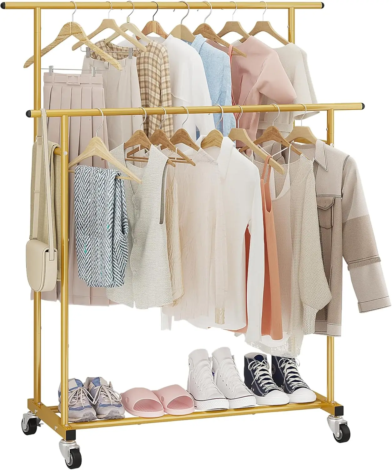 Double Rod Clothing Garment Rack,Rolling Hanging Clothes Rack,Portable Clothes Organizer for Bedroom,Living Room,Clothing Sto
Double Rod Clothing Garment Rack,Rolling Hanging Clothes Rack,Portable Clothes Organizer for Bedroom,Living Room,Clothing Sto