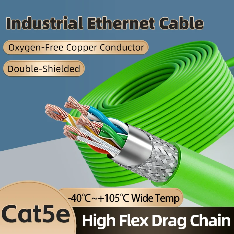 Industrial Ethernet Cable Pure Copper Cat5e Double Shield for PLC Robotic Arm Ship Aircraft Wiring Outdoor Dustproof Waterproof
Industrial Ethernet Cable Pure Copper Cat5e Double Shield for PLC Robotic Arm Ship Aircraft Wiring Outdoor Dustproof Waterproof