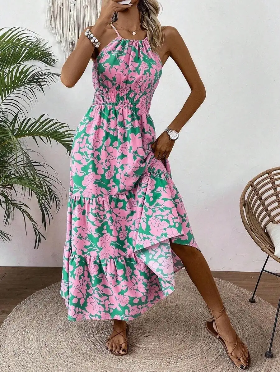 Women Halter Neck Maxi Dress Floral Print Smocked Bust Tiered Ruffle High Waisted Flowy Summer Beach Boho Chiffon
Women Halter Neck Maxi Dress Floral Print Smocked Bust Tiered Ruffle High Waisted Flowy Summer Beach Boho Chiffon