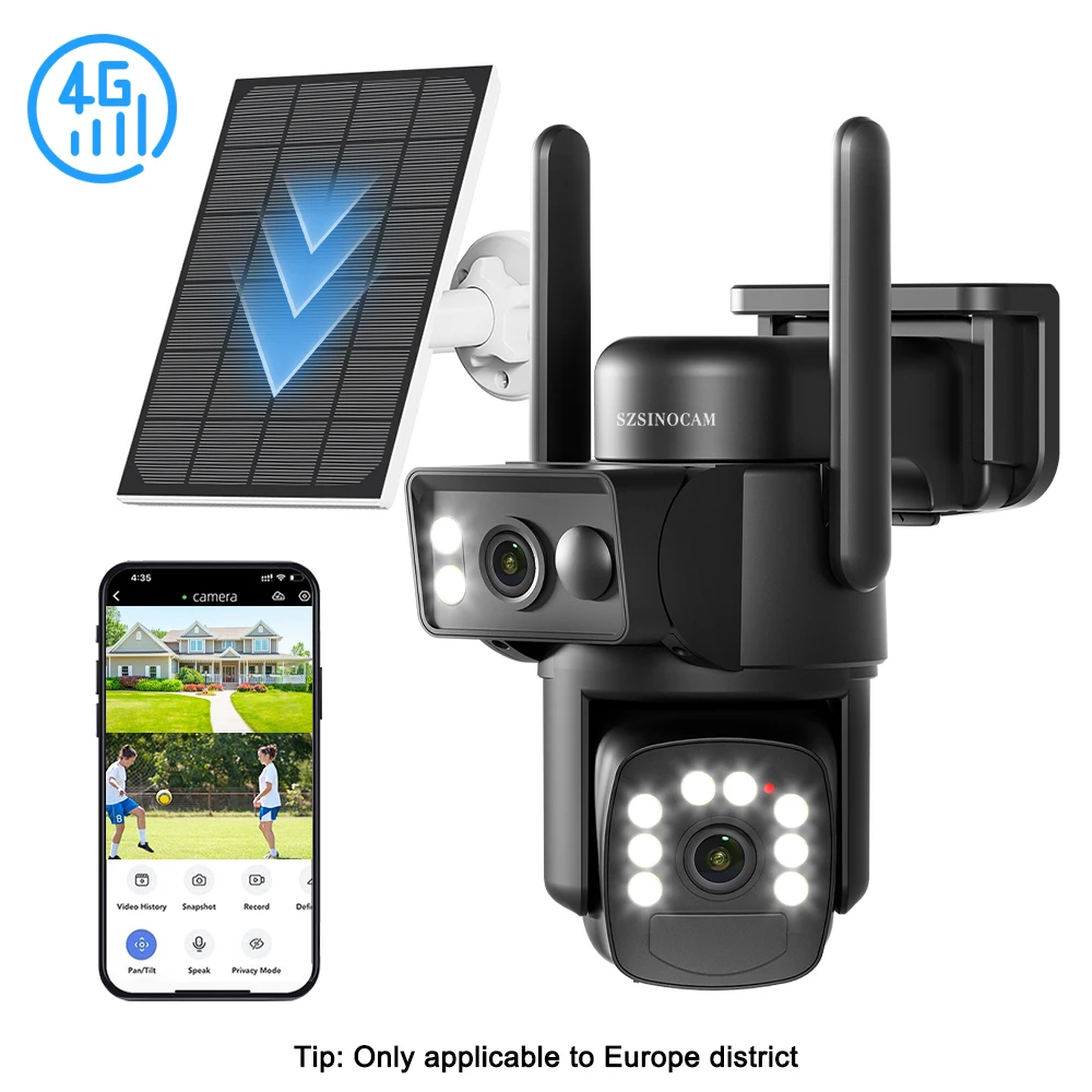 Dual Lens EU4G Camera Solar PIR Human Detection Night Vision Waterproof Security Video IP Camara 3MP 4K Battery CCTV Monitor
Dual Lens EU4G Camera Solar PIR Human Detection Night Vision Waterproof Security Video IP Camara 3MP 4K Battery CCTV Monitor