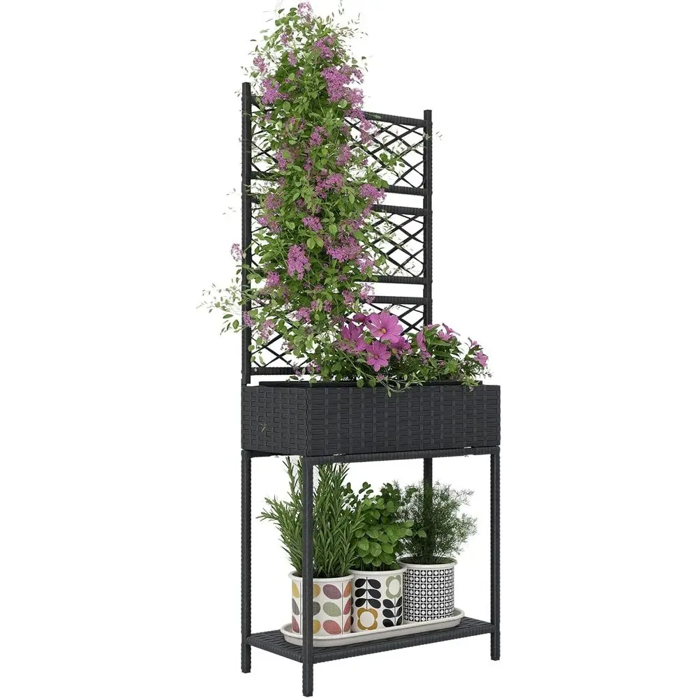 Elevated Garden Bed with Trellis, Outdoor Wicker Planter, Storage Rattan Plant Stand, Suitable for Climbing Plants, Flowers, Her
Elevated Garden Bed with Trellis, Outdoor Wicker Planter, Storage Rattan Plant Stand, Suitable for Climbing Plants, Flowers, Her