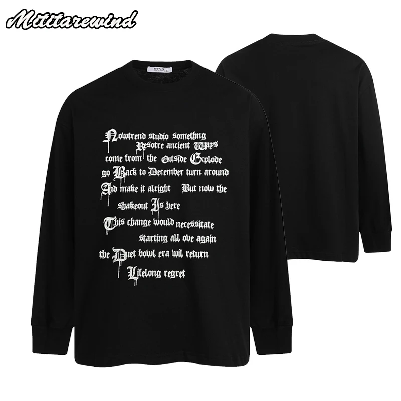 High Street Gothic Letter Printed Long Sleeve Tee Shirt Men Hip Hop Streetwear Oversized T Shirt Black White Cotton T-shirts
High Street Gothic Letter Printed Long Sleeve Tee Shirt Men Hip Hop Streetwear Oversized T Shirt Black White Cotton T-shirts
