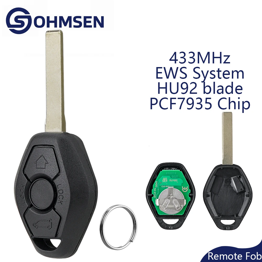 OHMSEN 3-кнопочный дистанционный брелок для BMW EWS 3 5 7 серии E46 E53 E83 X3 X5 433 МГц ID44 PCF7935 Чип HU92 Blade
OHMSEN 3-кнопочный дистанционный брелок для BMW EWS 3 5 7 серии E46 E53 E83 X3 X5 433 МГц ID44 PCF7935 Чип HU92 Blade