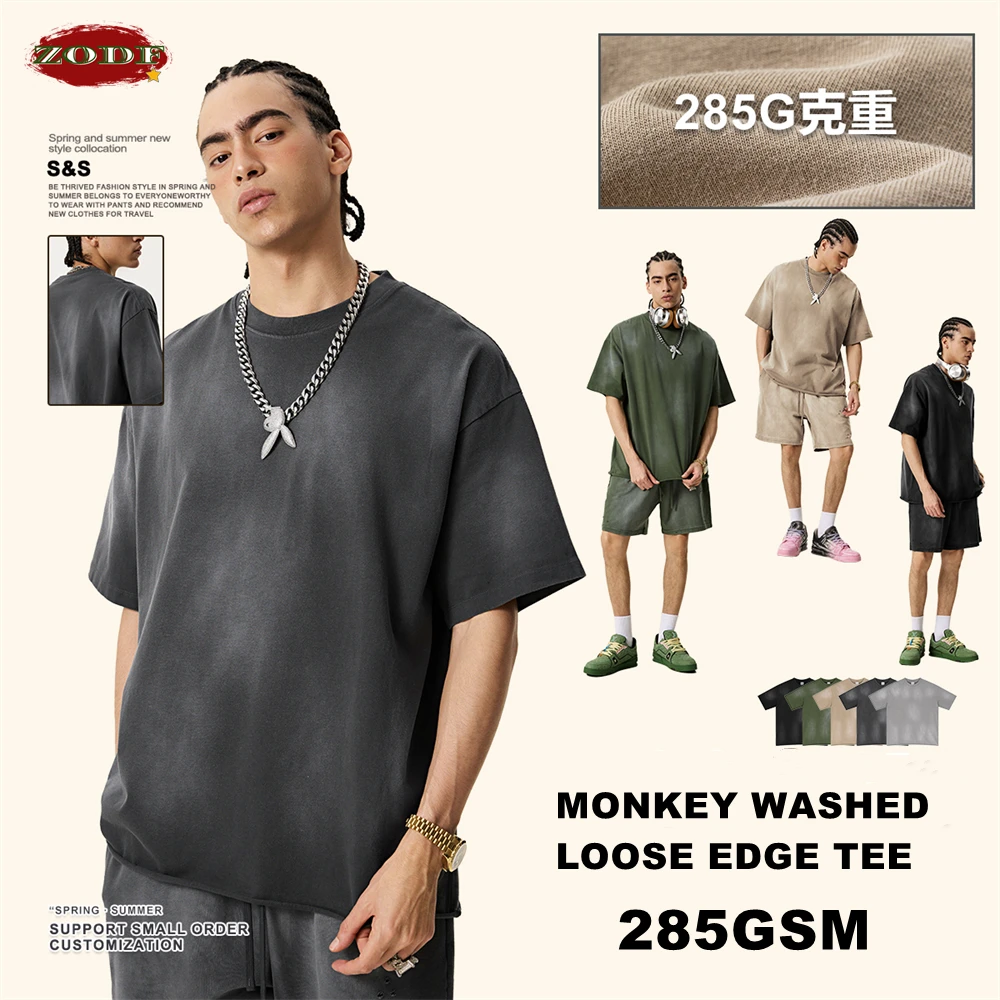 ZODF Ретро 2025 Мужские хлопковые футболки с изображением обезьяны, 285 г/м2, унисекс, большие свободные края, потертая футболка, брендовые топы HY1009
ZODF Ретро 2025 Мужские хлопковые футболки с изображением обезьяны, 285 г/м2, унисекс, большие свободные края, потертая футболка, брендовые топы HY1009