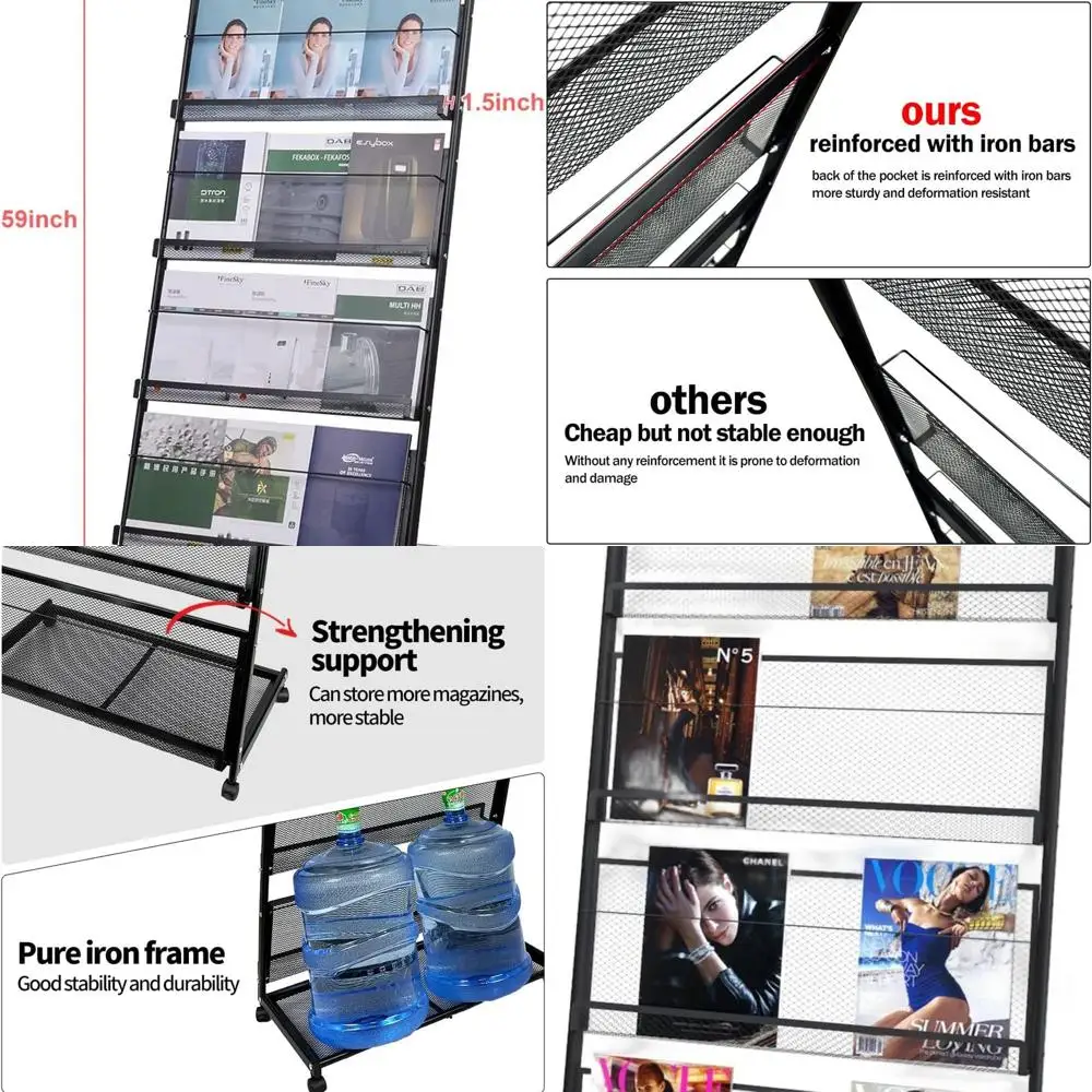 Mobile Literature Display Stand with 4 Casters for Office and Public Spaces
Mobile Literature Display Stand with 4 Casters for Office and Public Spaces