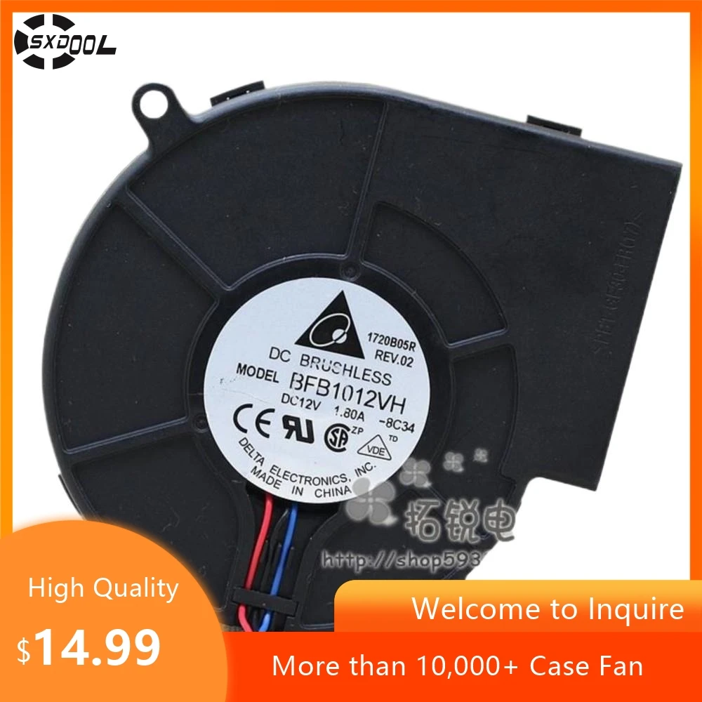 DC Blower Fan for Delta BFB1012VH 97mm 12V Turbo | 49.58CFM Dual Ball Bearing High Speed Powerful
DC Blower Fan for Delta BFB1012VH 97mm 12V Turbo | 49.58CFM Dual Ball Bearing High Speed Powerful