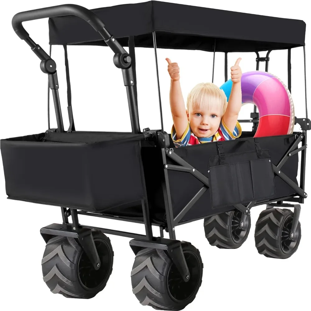 Folding Wagon Cart with Removable Canopy, All-Terrain Wheels,Utility Cart for Grocery, Garden, Shopping, Outdoor, Beach
Folding Wagon Cart with Removable Canopy, All-Terrain Wheels,Utility Cart for Grocery, Garden, Shopping, Outdoor, Beach